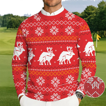 Red Naughty Reindeer Ugly Sweater Christmas - Moonbestprint