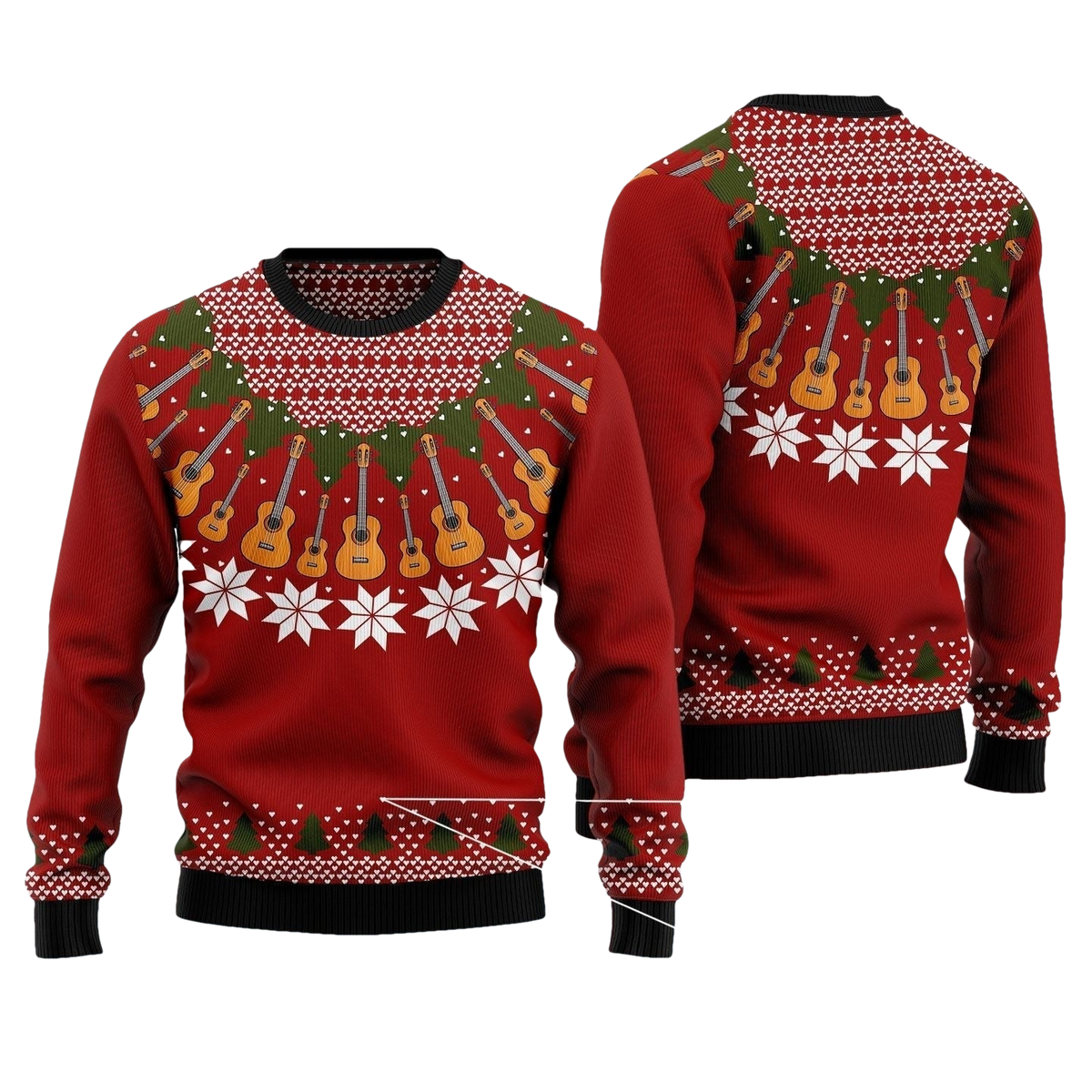Red Guitar ELF Ugly Christmas Sweater - Moonbestprint