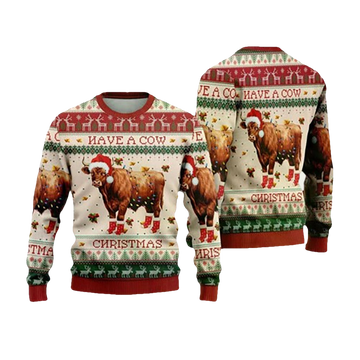 Red Angus Cows Ugly Christmas Sweater - Moonbestprint