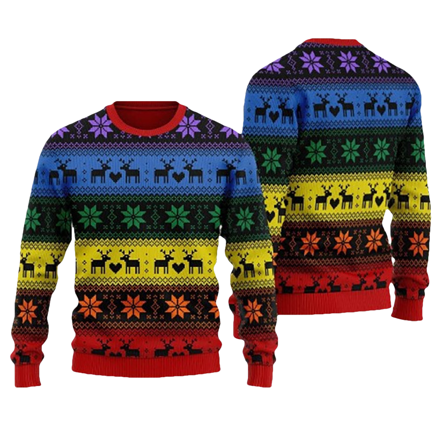 Rainbow Deer LGBT Ugly Christmas Sweater - Moonbestprint