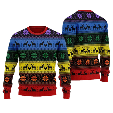 Rainbow Deer LGBT Ugly Christmas Sweater - Moonbestprint