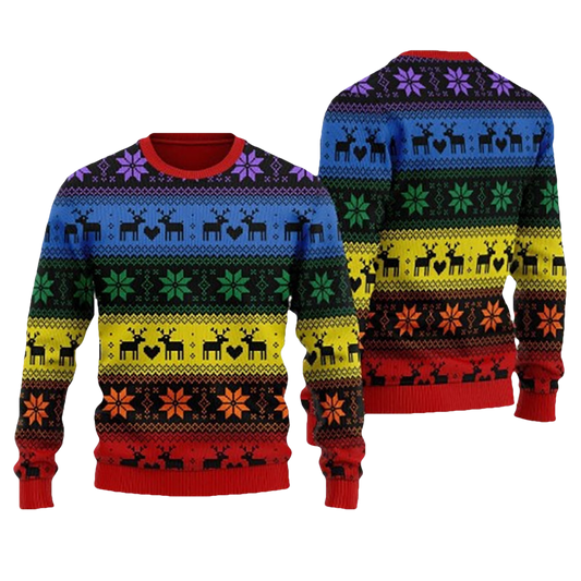 Rainbow Deer LGBT Ugly Christmas Sweater - Moonbestprint