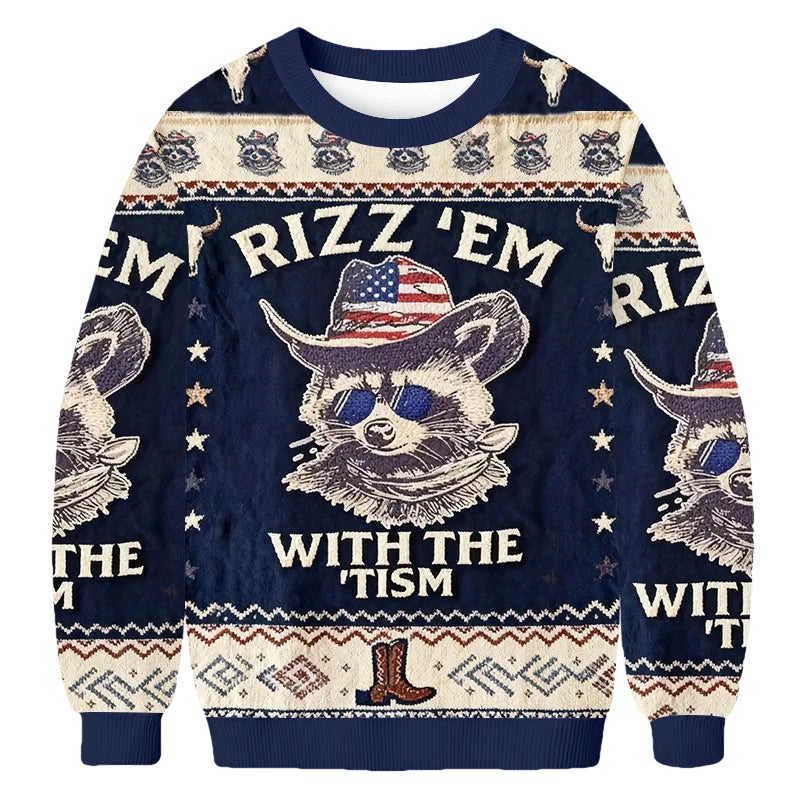 Raccoon Rizz Em With The Tism Ugly Sweater - Moonbestprint