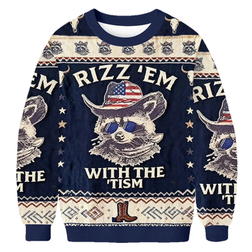 Raccoon Rizz Em With The Tism Ugly Sweater - Moonbestprint
