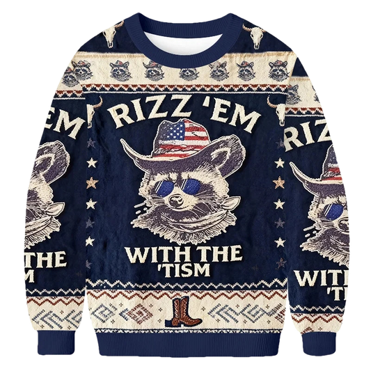 Raccoon Rizz Em With The Tism Ugly Sweater - Moonbestprint
