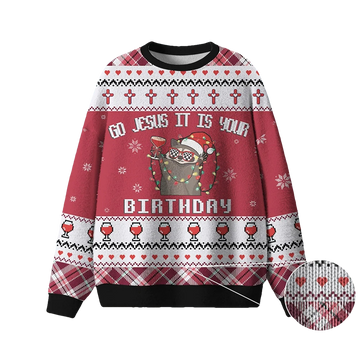 Raccoon Go Jesus It Is Your Birthday Ugly Christmas Sweater - Moonbestprint