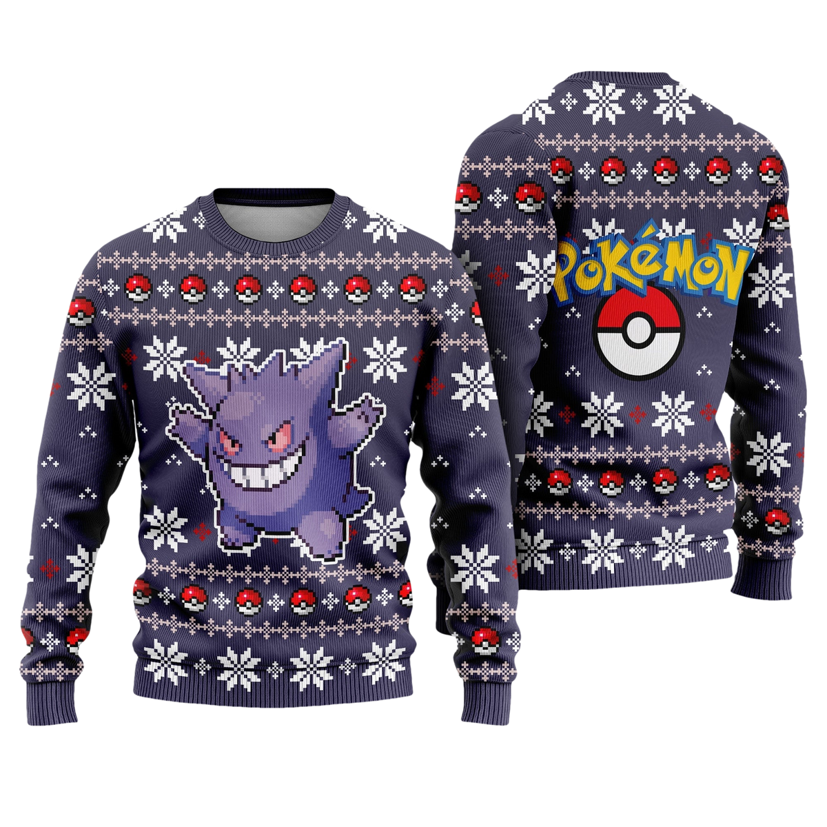 Purple Gengar Pokemon Ugly Christmas Sweater - Moonbestprint