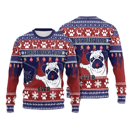 Pug Dad Ugly Christmas Sweater - Moonbestprint