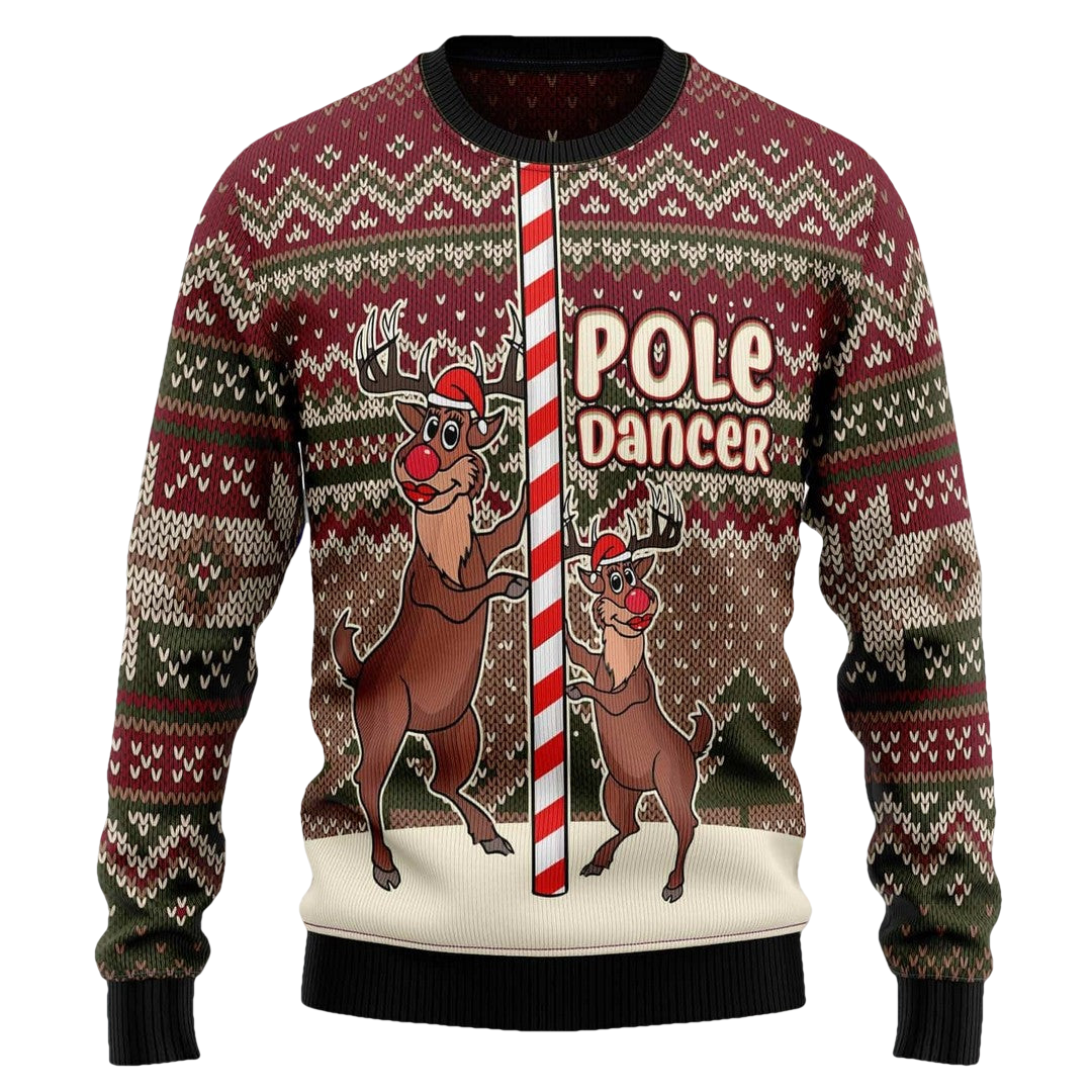 Pole Dancer Reindeer Ugly Christmas Sweater - Moonbestprint