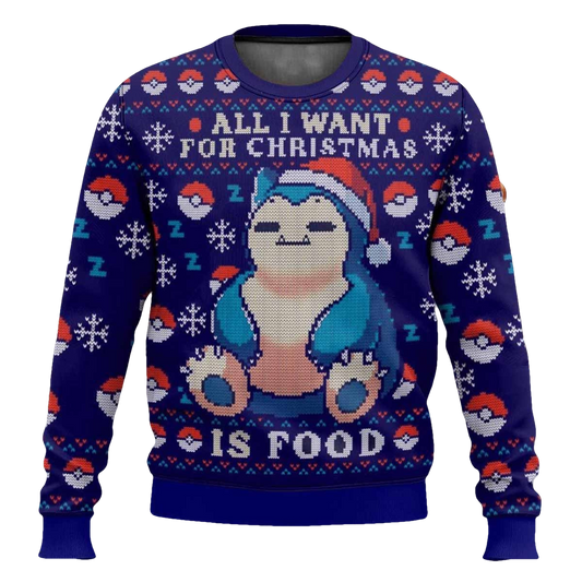 Pokemon Snorlax All I Want For Christmas Is Food Ugly Sweater - Moonbestprint