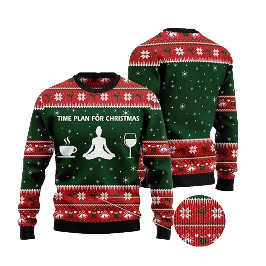 Plan For Christmas Yoga Ugly Christmas Sweater - Moonbestprint