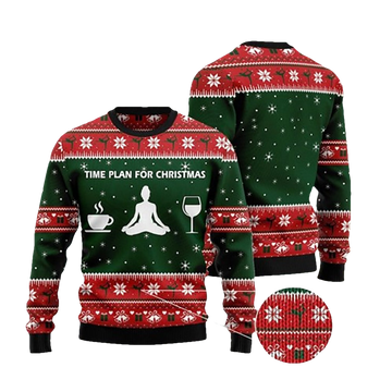 Plan For Christmas Yoga Ugly Christmas Sweater - Moonbestprint