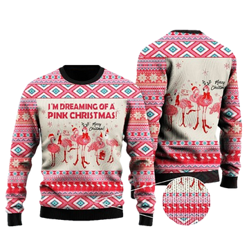 Pink Christmas Flamingo Ugly Christmas Sweater - Moonbestprint