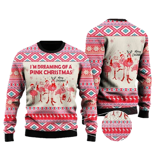 Pink Christmas Flamingo Ugly Christmas Sweater - Moonbestprint