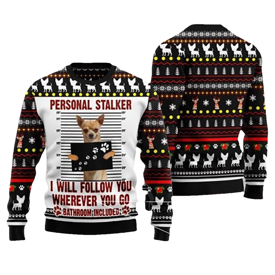 Personal Stalker Chihuahua Ugly Christmas Sweater - Moonbestprint