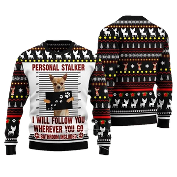 Personal Stalker Chihuahua Ugly Christmas Sweater - Moonbestprint