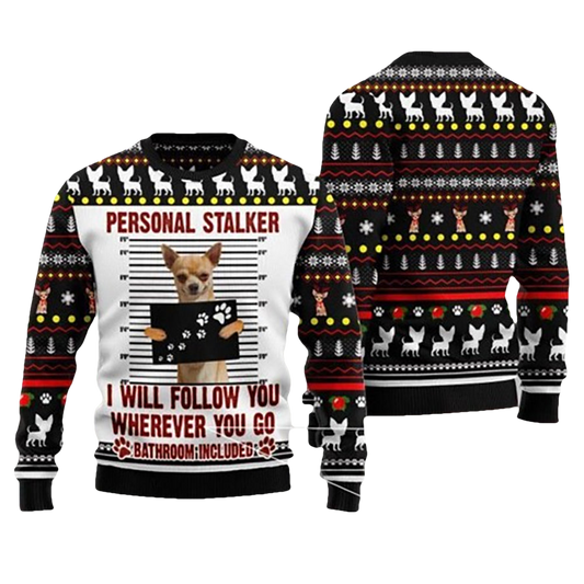Personal Stalker Chihuahua Ugly Christmas Sweater - Moonbestprint