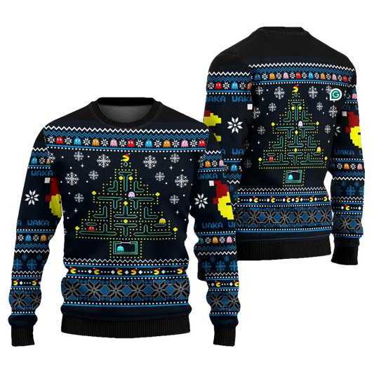 Pacman Tree Ugly Christmas Sweater - Moonbestprint