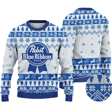 Pabst Blue Ribbon Christmas Ugly Christmas Sweater - Moonbestprint