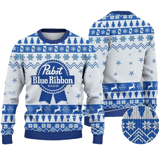 Pabst Blue Ribbon Christmas Ugly Christmas Sweater - Moonbestprint