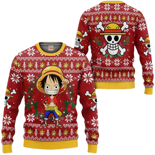One Piece Luffy Ugly Christmas Sweater - Moonbestprint
