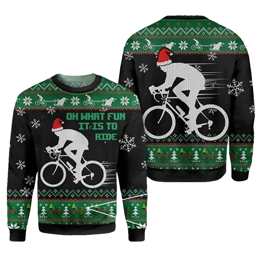 Oh What Fun  Dirt Bike Ugly Christmas Sweater - Moonbestprint