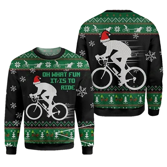Oh What Fun  Dirt Bike Ugly Christmas Sweater - Moonbestprint