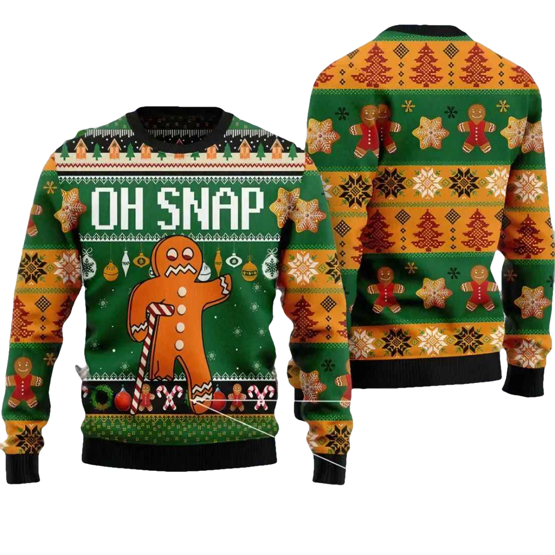 Oh Snap Gingerbread Ugly Christmas Sweater - Moonbestprint