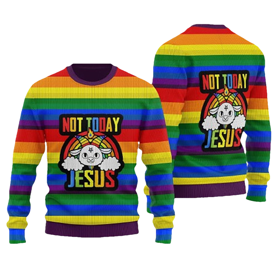 Not Today Jesus LGBT Ugly Christmas Sweater - Moonbestprint