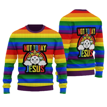 Not Today Jesus LGBT Ugly Christmas Sweater - Moonbestprint