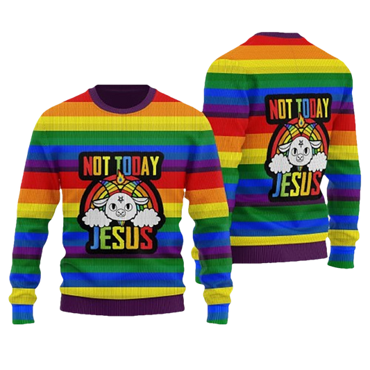 Not Today Jesus LGBT Ugly Christmas Sweater - Moonbestprint
