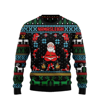 Namasleigh Santa Yoga Pose Ugly Christmas Sweater - Moonbestprint