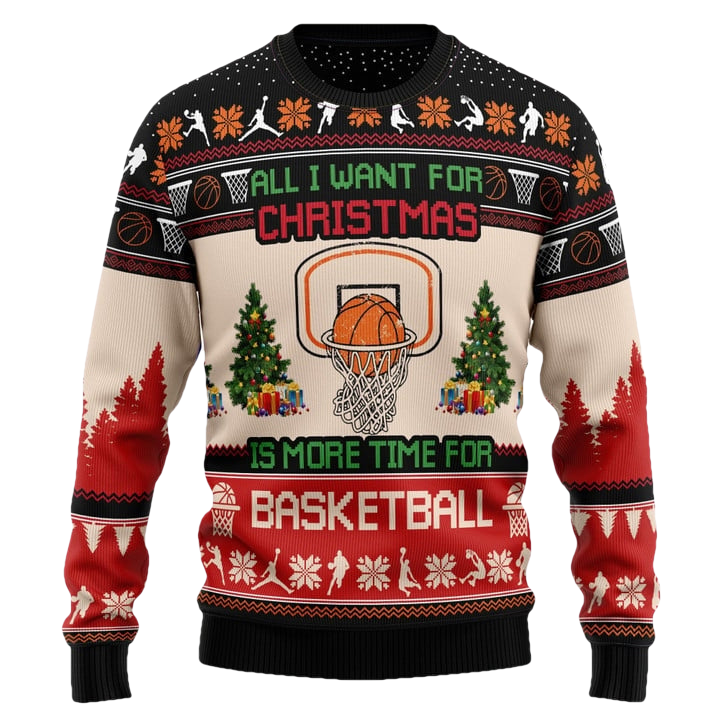 More Time For Basketball Ugly Christmas Sweater - Moonbestprint