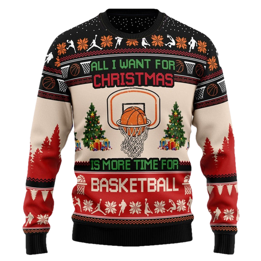 More Time For Basketball Ugly Christmas Sweater - Moonbestprint
