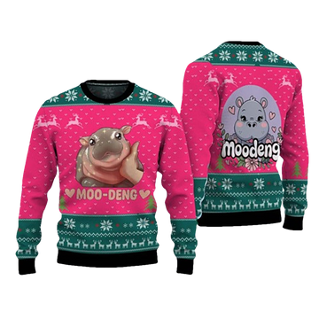 Moo Deng Ugly Christmas Sweater - Moonbestprint