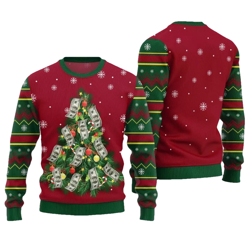 Money Christmas Tree Ugly Christmas Sweater - Moonbestprint