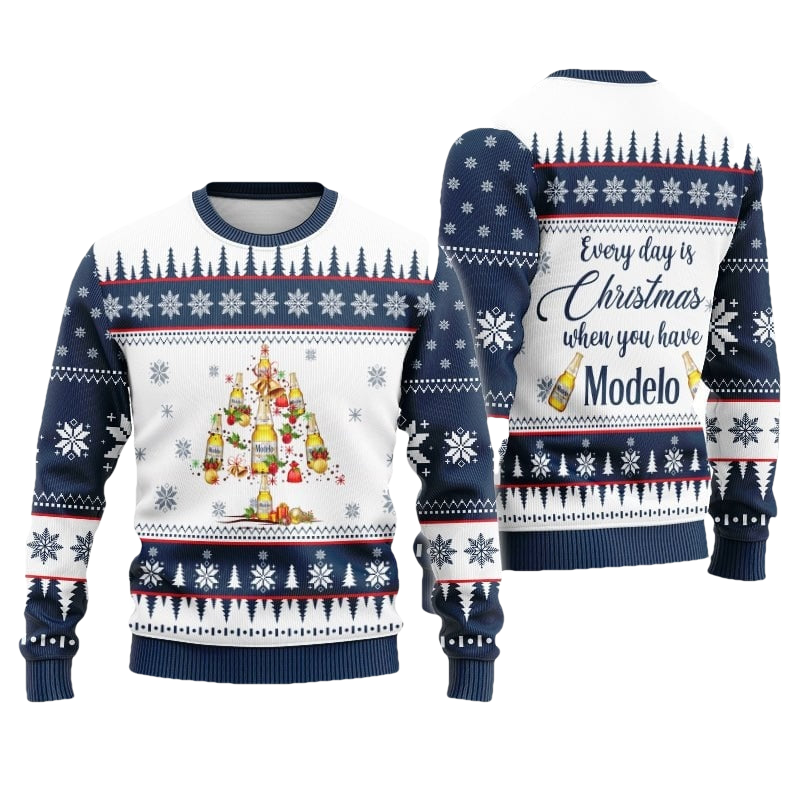 Modelo Beer Christmas Tree Ugly Sweater - Moonbestprint