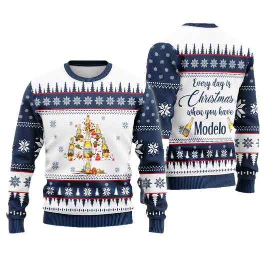 Modelo Beer Christmas Tree Ugly Sweater - Moonbestprint