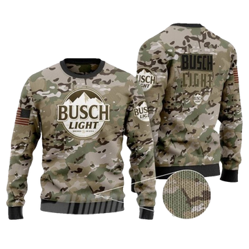 Military Camouflage Busch Light Beer Ugly Sweater - Moonbestprint