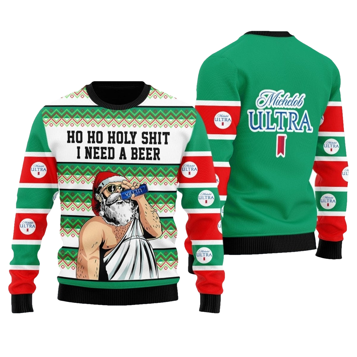Michelob Ultra Santa Need A Beer Ugly Sweater - Moonbestprint