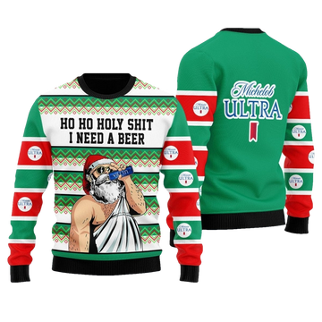 Michelob Ultra Santa Need A Beer Ugly Sweater - Moonbestprint