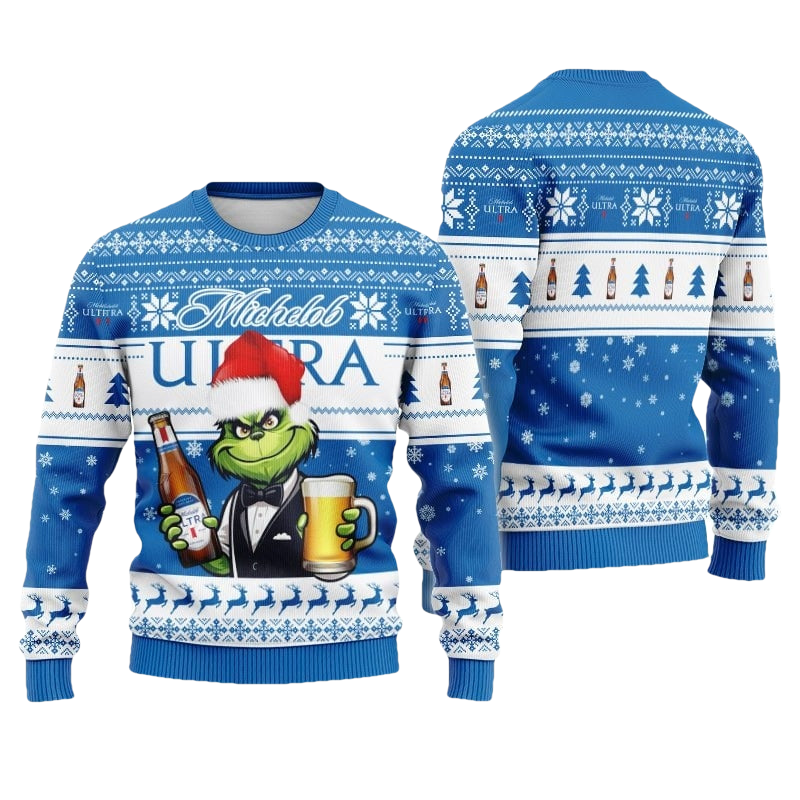 Michelob Ultra Beer Grinch Christmas Ugly Sweater - Moonbestprint