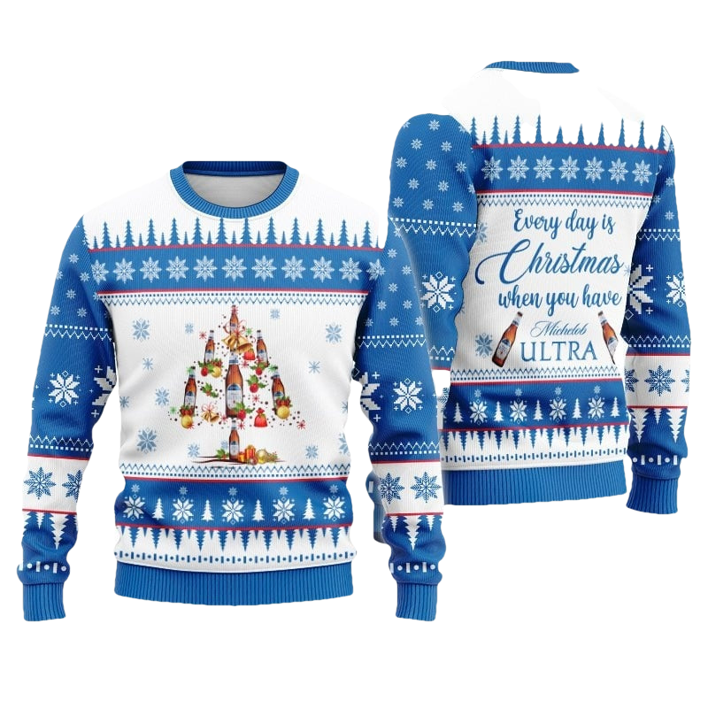 Michelob Ultra Beer Christmas Tree Ugly Sweater - Moonbestprint