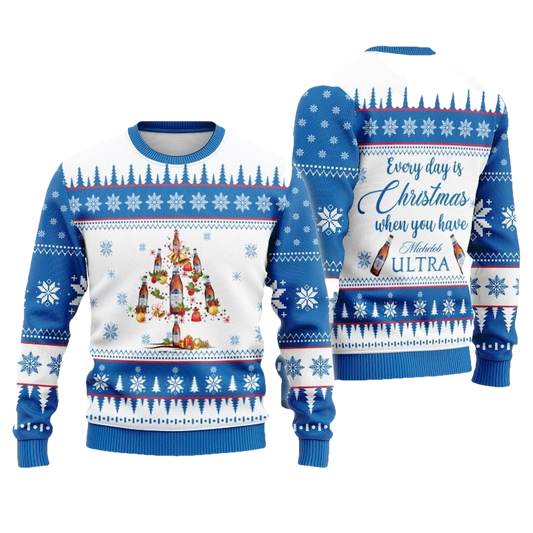 Michelob Ultra Beer Christmas Tree Ugly Sweater - Moonbestprint