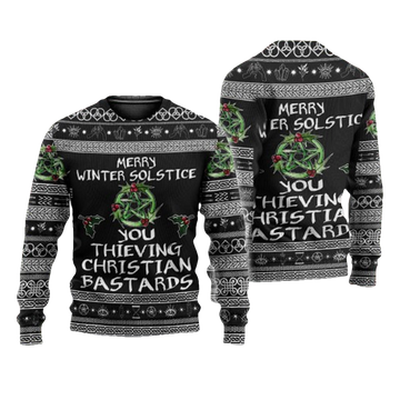 Merry Winter Solstice You Thieving Christian Bastards Ugly Sweater - Moonbestprint