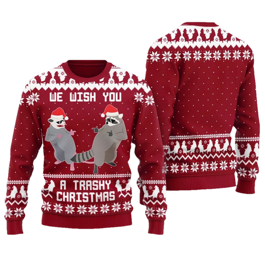 Merry Trashy Christmas Racoon Ugly Christmas Sweater - Moonbestprint