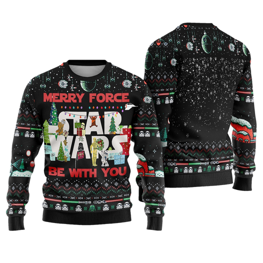 Merry Force Be With You Star Wars Ugly Xmas Sweater - Moonbestprint