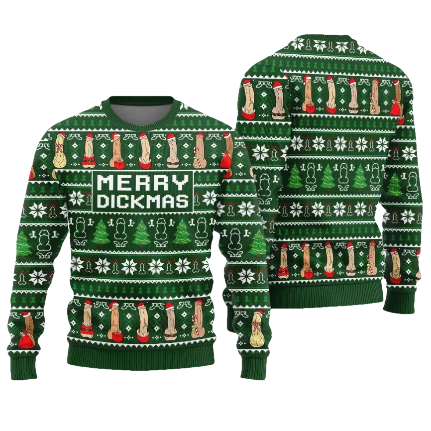 Merry Dickmas Inappropriate Ugly Christmas Sweater - Moonbestprint