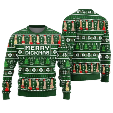 Merry Dickmas Inappropriate Ugly Christmas Sweater - Moonbestprint