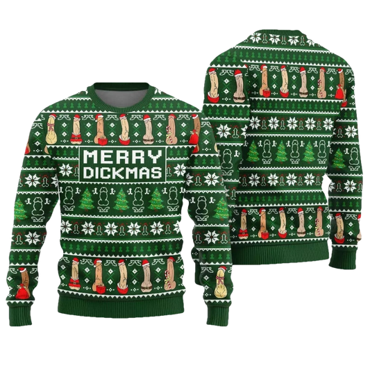 Merry Dickmas Inappropriate Ugly Christmas Sweater - Moonbestprint